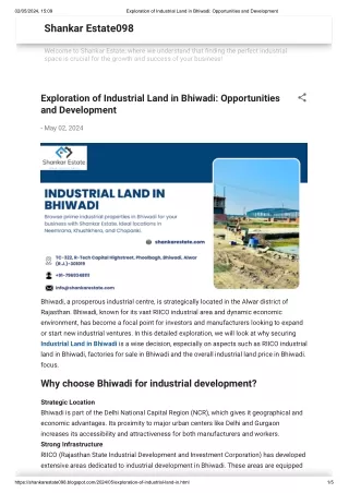 Exploration of Industrial Land in Bhiwadi_ Opportunities and Development