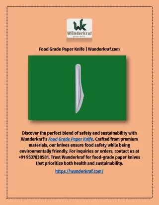 Food Grade Paper Knife | Wunderkraf.com