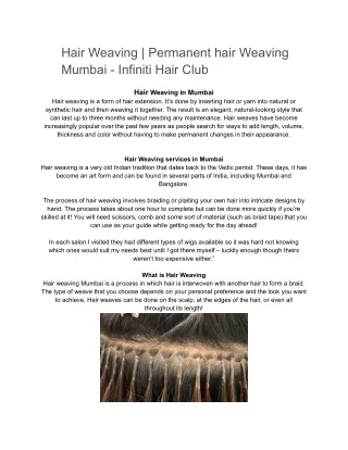 Hair Weaving _ Permanent hair Weaving Mumbai - Infiniti Hair Club