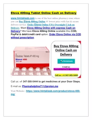 Etova 400mg Tablet Online Cash on Delivery