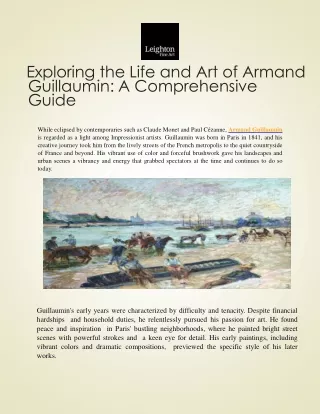 Exploring the Life and Art of Armand Guillaumin: A Comprehensive Guide