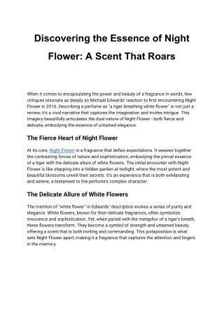 Unveiling Night Flower_ A Fragrance That Roars with Mystery