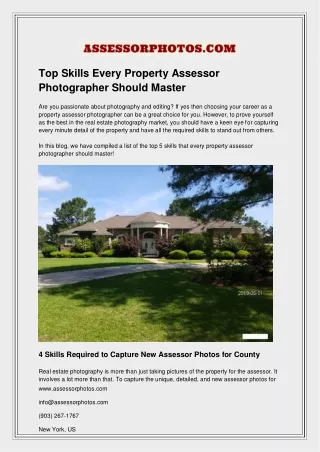 Top Skills Every Property Assessor Photographer Should Master