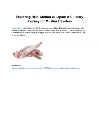 Exploring Halal Mutton in Japan_ A Culinary Journey for Muslim Travelers