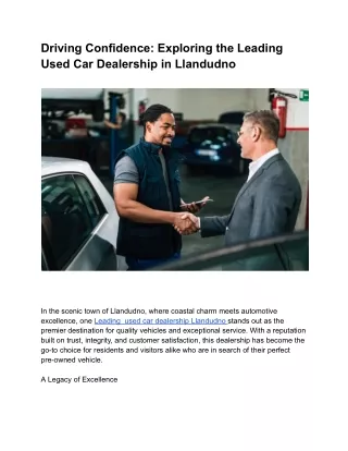 Leading Used Car Dealership Llandudno