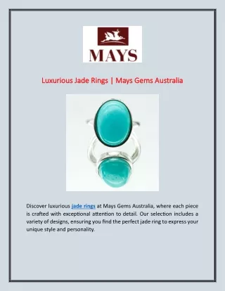 Luxurious Jade Rings | Mays Gems Australia