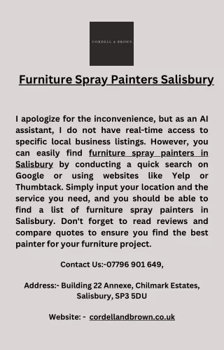 Furniture Spray Painters Salisbury