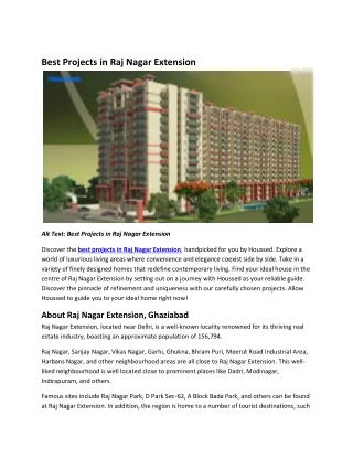 Houssed Presents the Best Projects in Raj Nagar Extension