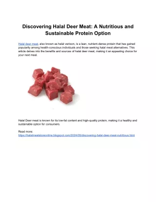 Discovering Halal Deer Meat_ A Nutritious and Sustainable Protein Option