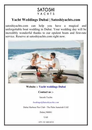 Yacht Weddings Dubai  Satoshiyachts.com