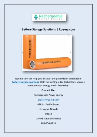 Battery Storage Solutions | Rpe-na.com