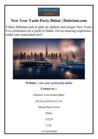 New Year Yacht Party Dubai  Dubriani.com