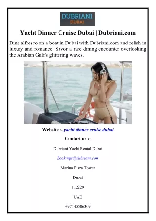 Yacht Dinner Cruise Dubai  Dubriani.com
