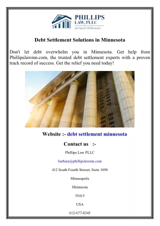 Debt Settlement Solutions in Minnesota