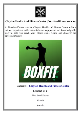 Clayton Health And Fitness Centre   Nextlevelfitness.com.au