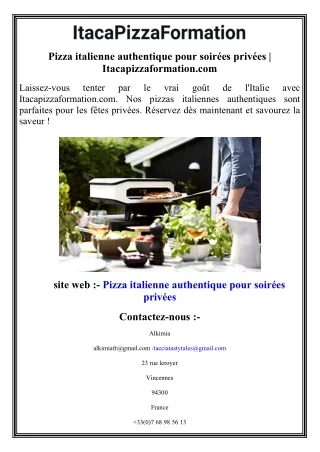 Pizza italienne authentique pour soirées privées   Itacapizzaformation.com