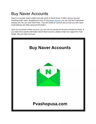 Buy Naver Accounts