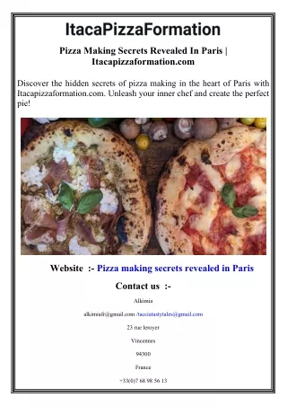 Pizza Making Secrets Revealed In Paris   Itacapizzaformation.com