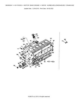 Kubota KH-191KDG Excavator Parts Catalogue Manual (Publishing ID BKIDK0041)