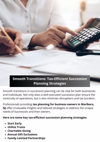 Smooth Transitions: Tax-Efficient Succession Planning Strategies