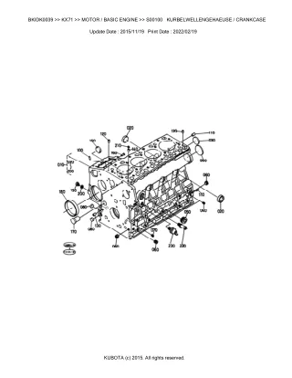 Kubota KX71 Excavator Parts Catalogue Manual (Publishing ID BKIDK0039)