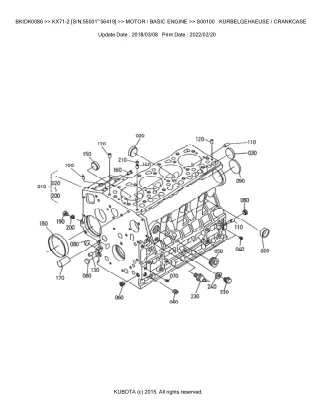 Kubota KX71-2 (SN 55001-56419) Excavator Parts Catalogue Manual (Publishing ID BKIDK0086)