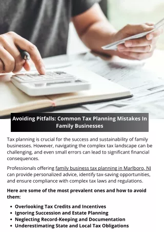 Avoiding Pitfalls: Common Tax Planning Mistakes In Family Businesses