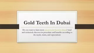 Gold Teeth In Dubai