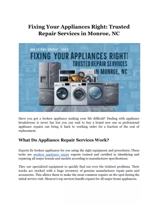 Fixing Your Appliances Right_ Trusted Repair Services in Monroe, NC