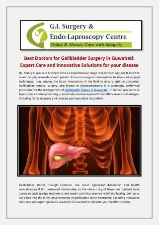 Best Doctors for Gallbladder Surgery in Guwahati