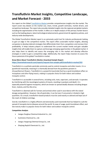 Transfluthrin Market Forecast To 2024