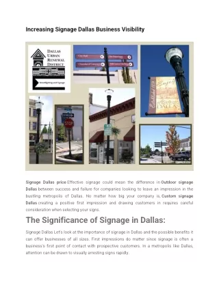 Increasing Signage Dallas Business Visibility