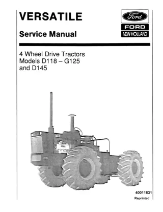 Ford New Holland 4 Wheel Drive Tractor Models D118-G125 Service Repair Manual Instant Download