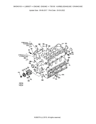 Kubota L2850DT Tractor Parts Catalogue Manual (Publishing ID BKIDK0103)