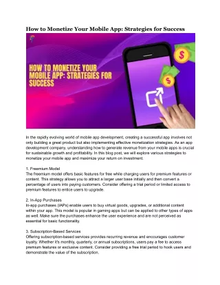 How to Monetize Your Mobile App_ Strategies for Success