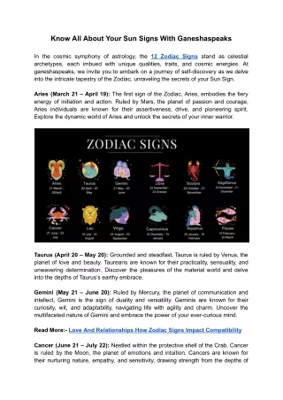 Know All About Your Sun Signs With Ganeshaspeaks