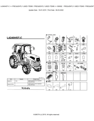 Kubota L4240HST-C Tractor Parts Catalogue Manual (Publishing ID BKIDK0625)