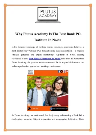 Best Bank PO Institute In Noida Call:8123002808