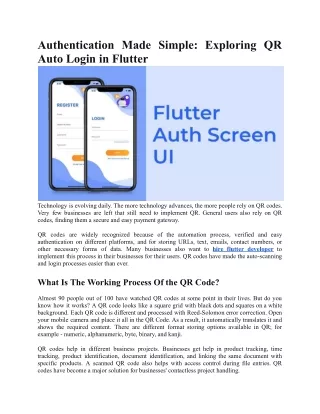 Authentication Made Simple | Exploring QR Auto Login in Flutter