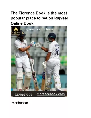 The Florence Book is the most popular places to bet on rajveer online book