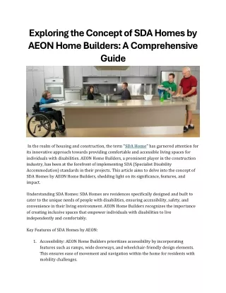 Exploring the Concept of SDA Homes by AEON Home Builders A Comprehensive Guide