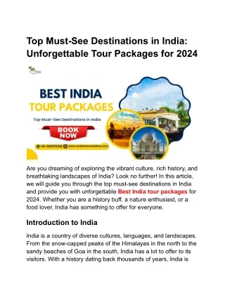 Top Must-See Destinations in India_ Unforgettable Tour Packages for 2024 - Google Docs