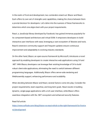 Blazor vs React: Choosing the Ideal Front-End Framework for Your Development Nee