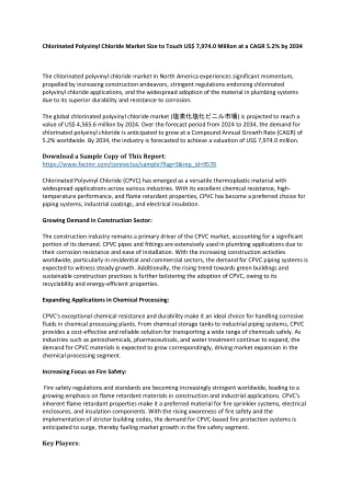 Chlorinated Polyvinyl Chloride Market Size, Share, Revenue, Trends And Forecast