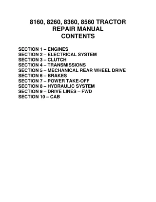 Ford New Holland 8260 Tractor Service Repair Manual Instant Download