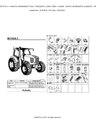 Kubota M115GXDTC19-3 Tractor Parts Catalogue Manual (Publishing ID BKIDK5142)