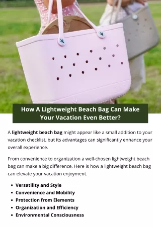 How A Lightweight Beach Bag Can Make Your Vacation Even Better?