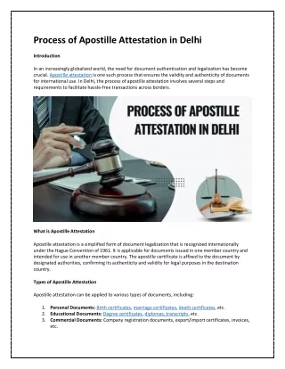 Process of Apostille Attestation in Delhi