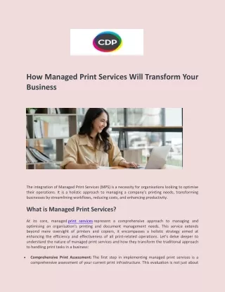 How Managed Print Services Will Transform Your Business - CDP Print Management