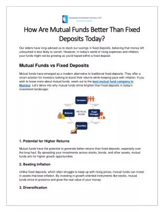 How Are Mutual Funds Better Than Fixed Deposits Today